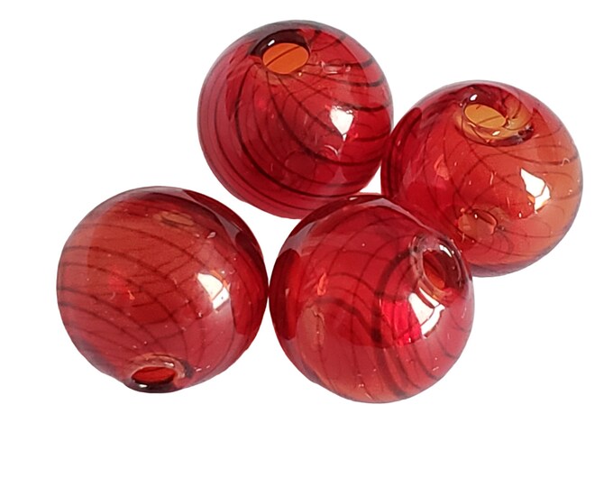 4pc 15-16mm blown glass beads round shape