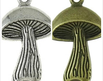 12pc 30x18mm antique finish mushroom pendants-pls pick a color