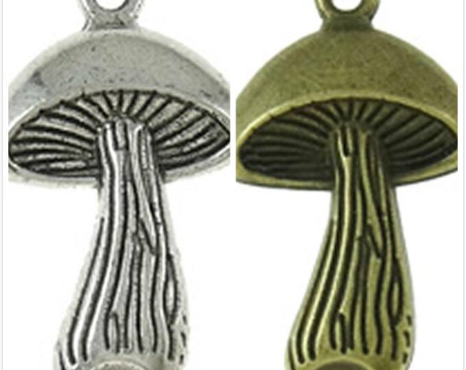 12pc 30x18mm antique finish mushroom pendants-pls pick a color