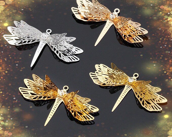 2pc 45x26mm brass made dragonfly pendants-pls pick a color