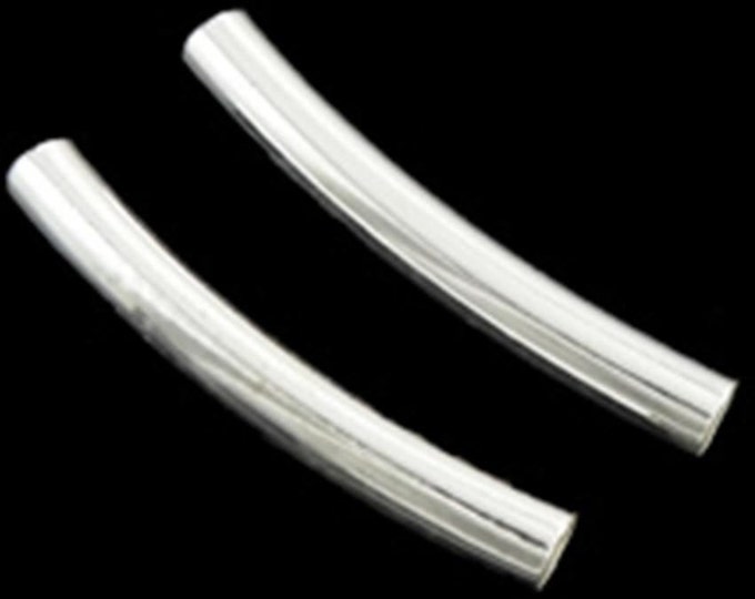 50pc silver finish 25x2.5cm long tube beads-10300