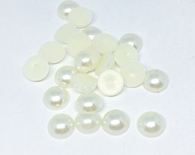 pearl white plastic round cabochons-pls pick a size