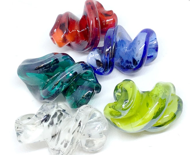 4pc 26x15mm mix color lampwork twisted  glass beads