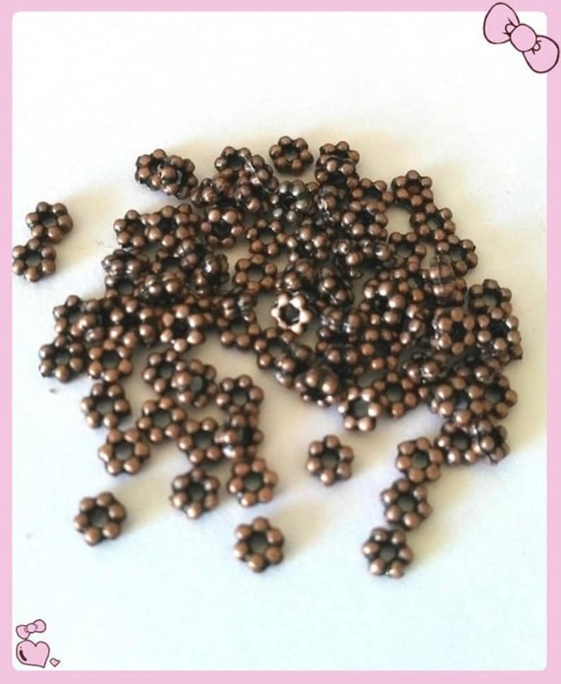 100pcs 3mm Antique Finish Cute Daisy Metal Bead Spacer-pls choose own color Antique copper 1467a