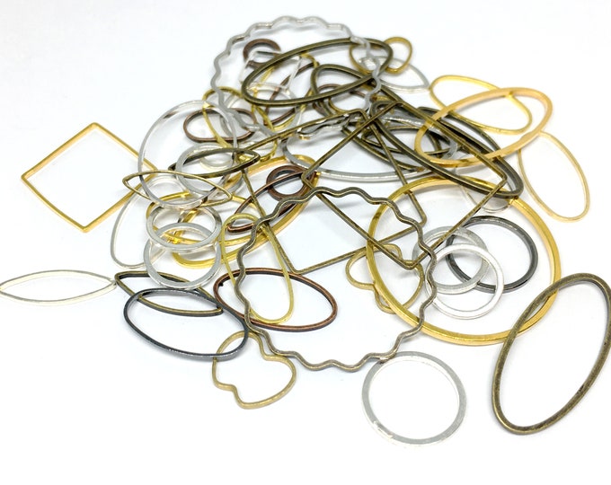 50pc mix patterns and color brass made smooth links-7623c