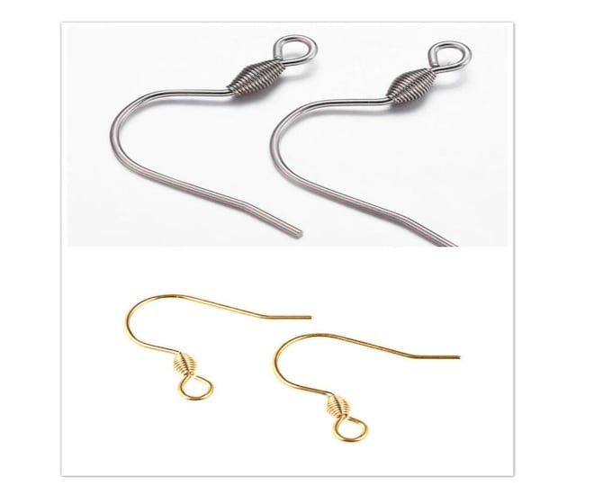 12pcs (6 Pairs) 304 Stainless Steel Earring Hooks - Choose Your Color - Hypoallergenic French Wire Findings