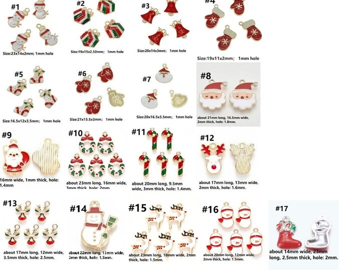 5pc   metal with enamel Christmas theme charms/ pendants-pls pick a style