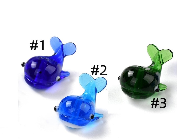 1pc 19x14x11mm handmade lampwork glass small cute whale bead-pls pick a color