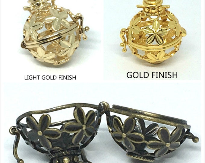 2pc antique finish metal prayer box bead cage pendant-pls pick a color