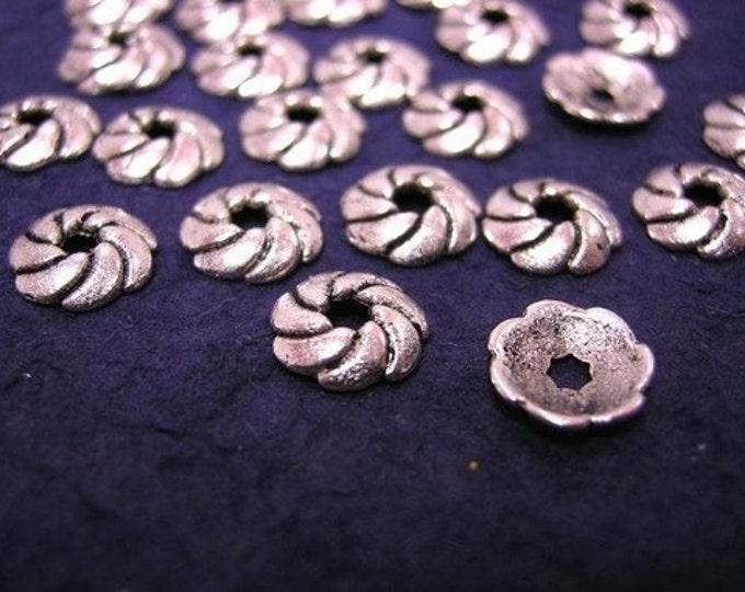 24pc 9mm antique silver finish metal bead cap-1169
