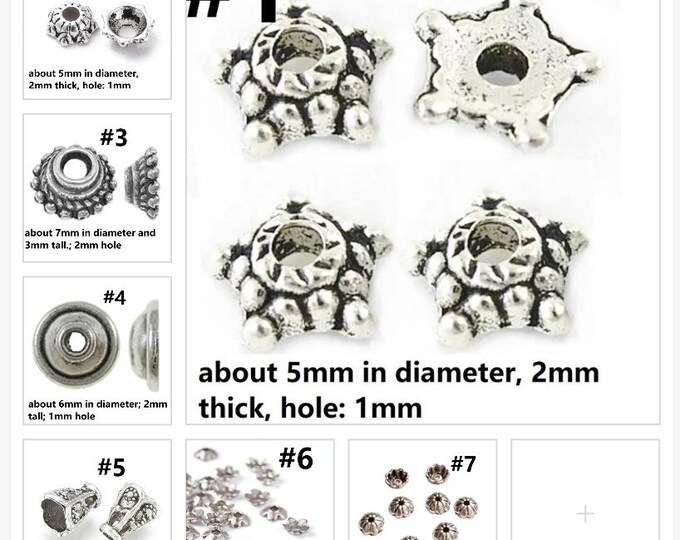 50PC antique silver finish metal bead caps-pls pick a style