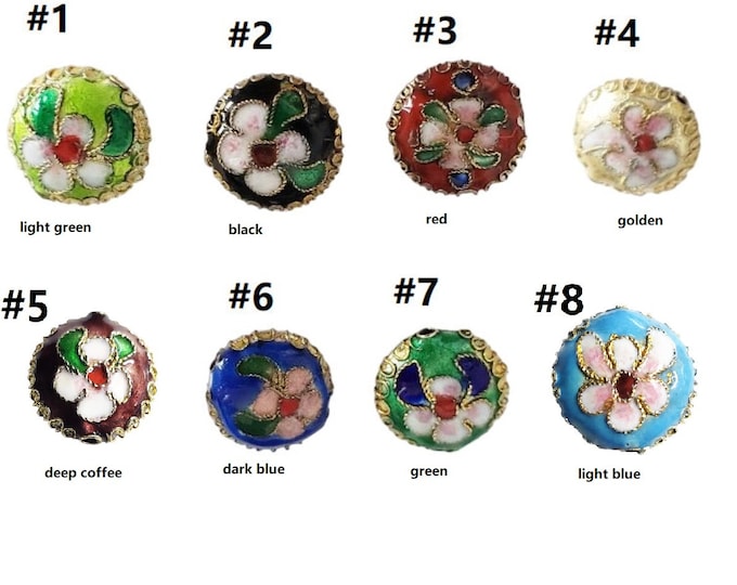 2pc 15x7mm flat round shape handmade  Cloisonne Beads -G25-pls pick your color