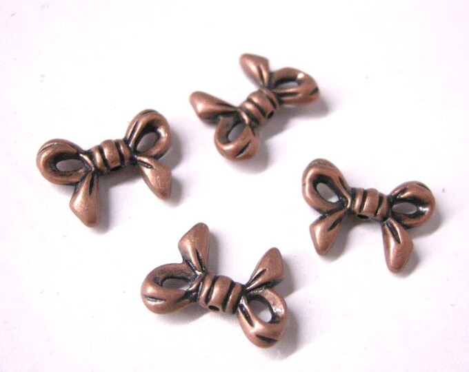 12pc 14x10mm antique copper  finish bowknot shape metal beads-5494