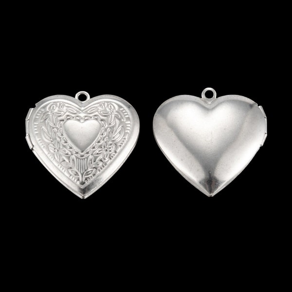 2pc stainless steel made Photo Locket Setting Frame Pendants heart shape-LL2302