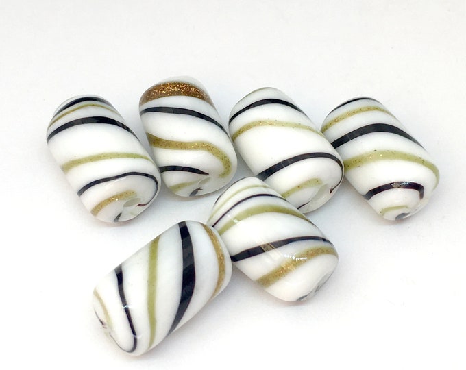 6pc 17x10mm blown glass beads tube shape-5392b