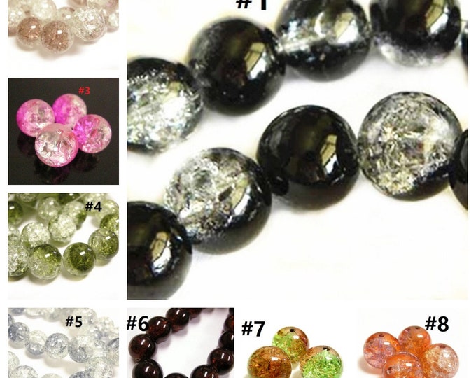 10pc 14mm round crackle glass beads-pls pick a color