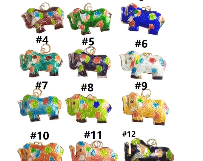 1pc 35x22mm Handcrafted 35x22mm Cloisonné Elephant Pendant - [Choose Color]