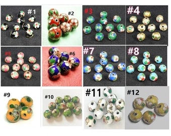10pc 10mm round Cloisonne beads-pls pick a color