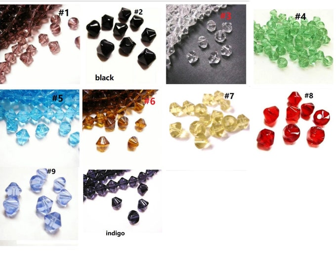 50pc 8mm bicone glass beads-pls pick a color