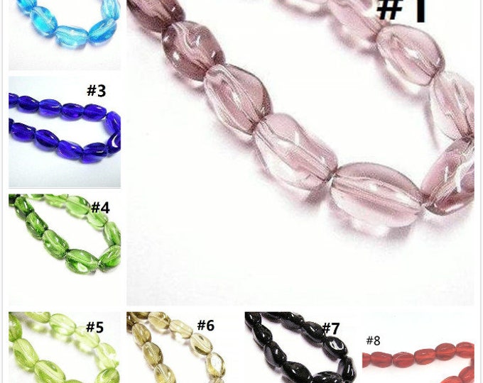 12pc 11x7mm twisted glass bead-pls pick your color
