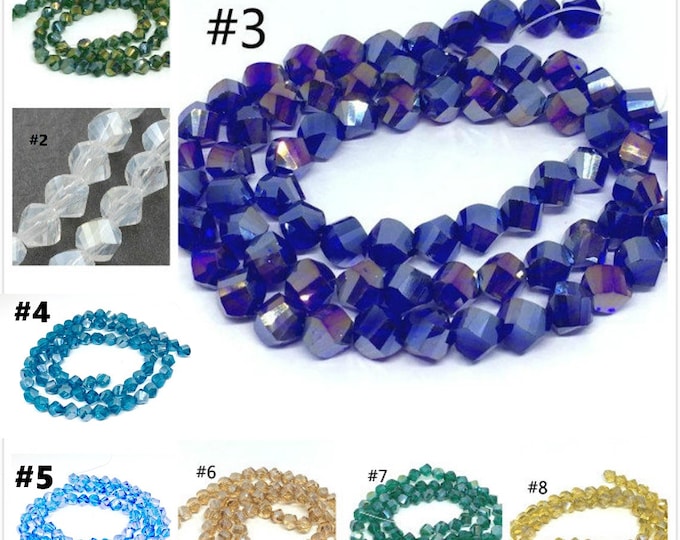 1 strand 8mm Twisted Electroplate Glass Beads -pls pick a color