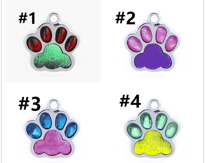 4pc 17.5x16.5mm metal alloy with enamel double tone animal paw pendants FM43-Pls pick a color