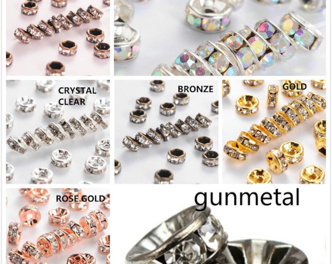 12pc 6mm copper made rhinestones beads-Pls pick a color