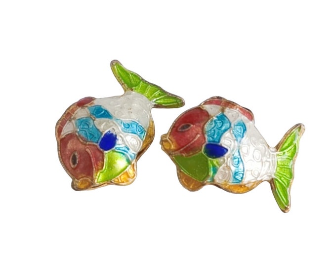 2pc 18x12mm cloisonné fish beads -LL570