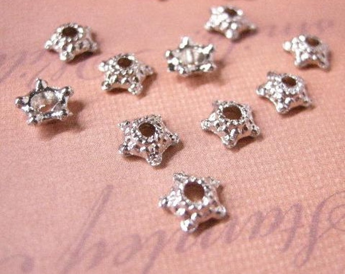 30pc 6mm antique silver finish small bead caps-5760