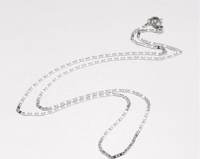 Wholesale  10pc of  19.69 inches stainless steel Mariner link chain necklaces -bak408