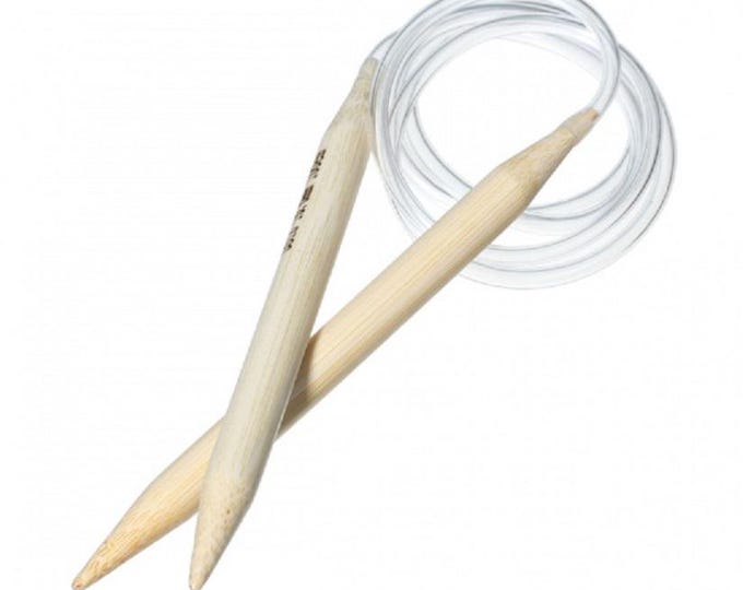 US15 10.0mm Bamboo Circular Knitting Needles Natural 100cm(39 3/8") long, 1 Pair