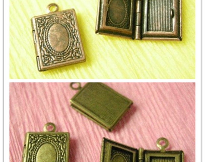 4pc 17x11mm antique finish locket pendant-pls pick your color