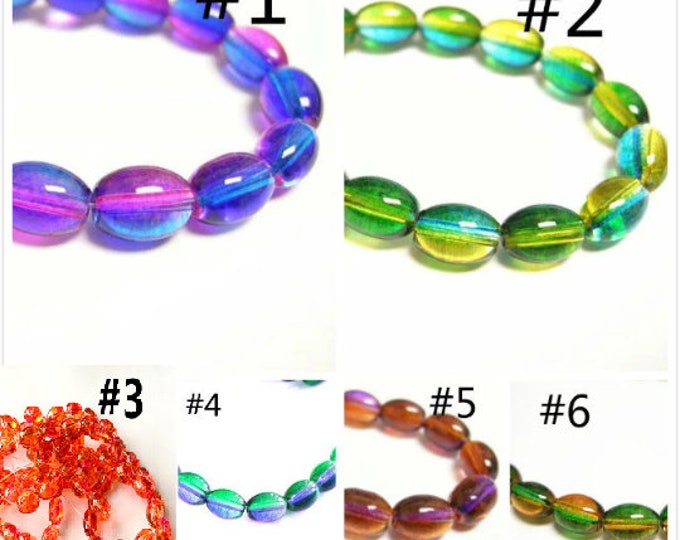31 Inch Strand Of Glass Spray Painted 9x6mm oval glass beads(100 beads)-pls pick a color