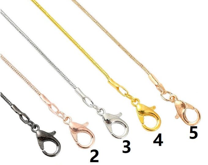 10Pcs 1.2MM Brass Round Snake Chain Necklace Making, 18.58 inch(47.2cm)-Pls pick a color