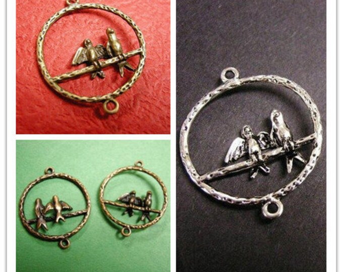 4pc 34x28mm antique metal round bird connector-pls pick a color