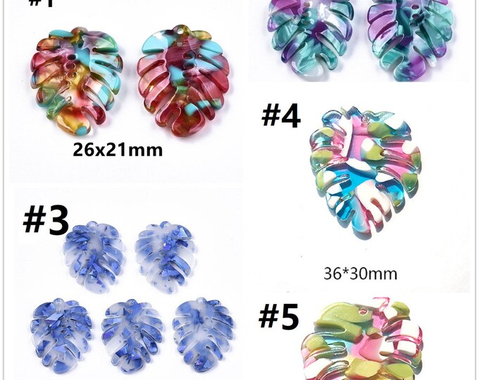 4pc resin made leaf pendants -pls pick a color