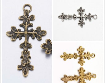 5pc 47x25mm antique  finish metal cross pendants-pls pick a color