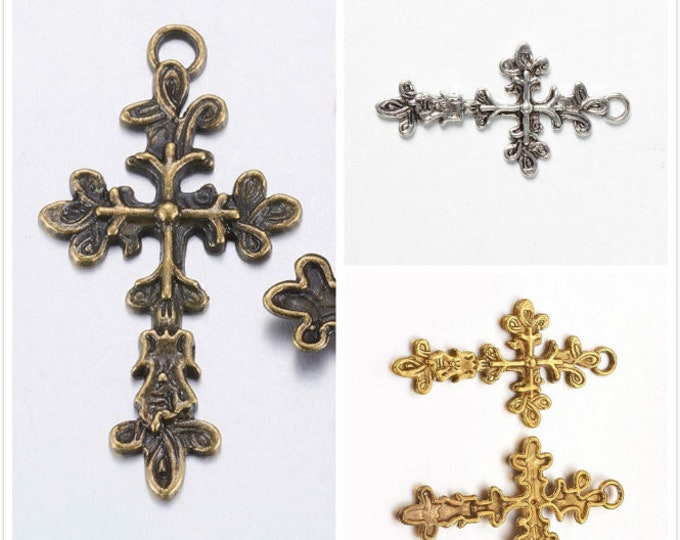5pc 47x25mm antique  finish metal cross pendants-pls pick a color
