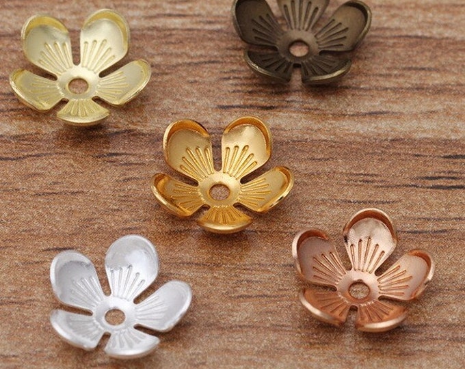 12pc 10x3mm brass made flower bead cap-pls pick your color