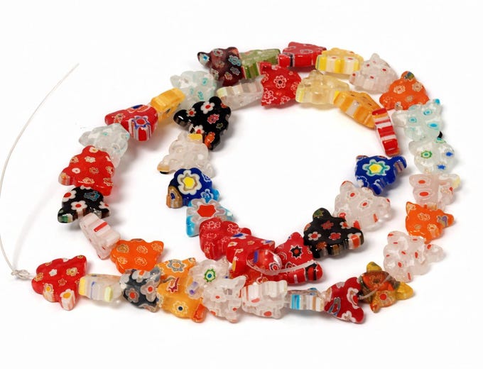 1 Strand 10x8mm butterfly shape Mix color Millefiori glass beads, about 45 beads