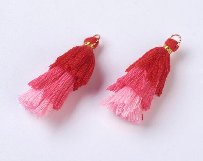 6pc（3 pairs) mix color Polyester tassel pendants-bak36