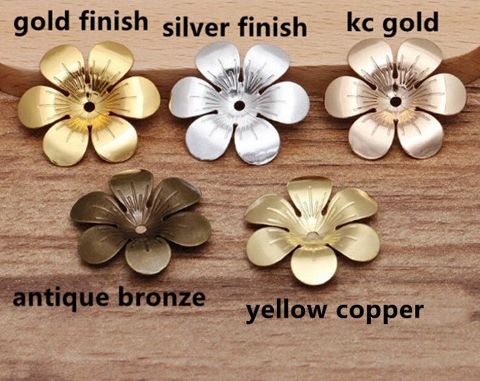 10 pc 25mm  brass made filigree flower shape bead caps-pls pick a color