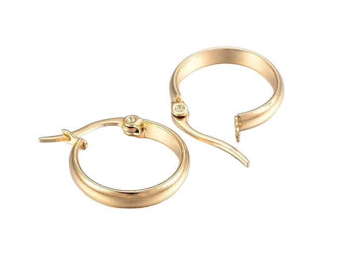 2 pairs of golden finish stainless steel hoop earrings 18x17mm-RM38