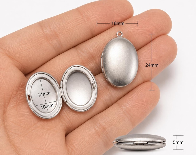 2pc stainless steel made Photo Locket Setting Frame Pendants oval shape-LL632