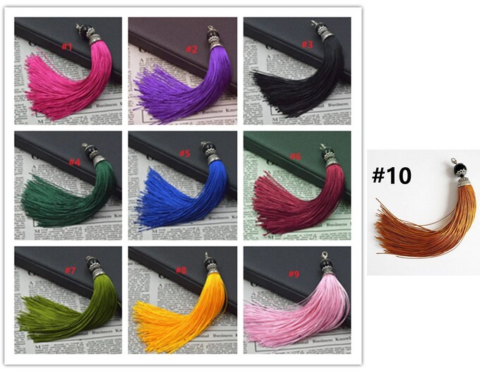 2pc 6 inches  Tassel with Silver Tone Zinc Alloy Top-  pls pick a color