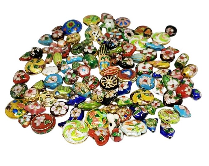 Wholesale 100pcs mix pattern cloisonné finding beads lot