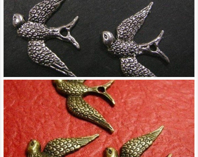 6pc antique finish metal bird pendant-pls pick a color