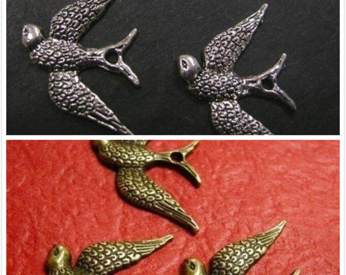 6pc antique finish metal bird pendant-pls pick a color