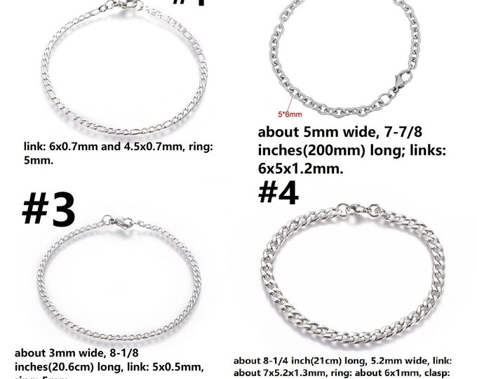 5pc 304 Stainless Steel  Bracelets -pls pick a style