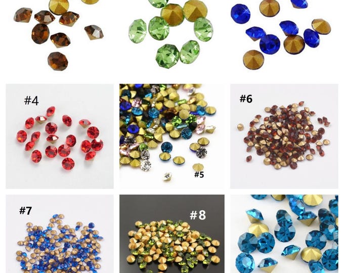 Wholesale 1440pc Machine Cut Pointed back Foil Rhinestone 3.4mm SS14 -pls pick a color